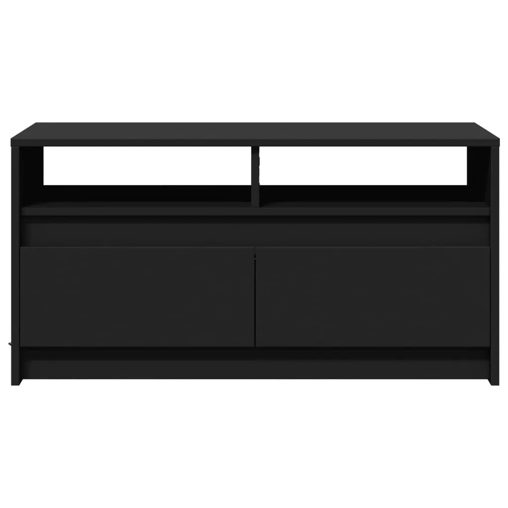 Coffee Table with LED Lights Black Engineered Wood